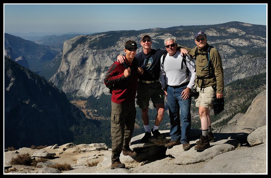 Summit "BECAUSE IT'S THERE!!"The "Yosemite October 2009 Half-Baked Half Dome Expeditionary Force" achieves its objective. Saturday, Oct. 10, 2009.L-R: Bill Yingst, John Somerville, Phil Bugay, Chuck Cagara.
