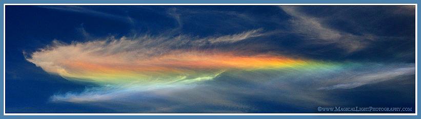 Santa Barbara, California<br />April 18, 2009<br />This relatively rare optical phenomenon is described as a "Circumhorizontal Arc." Some mystics also refer to this as "earthquake light," believing its appearance can presage an earthquake, though no current scientific evidence supports this idea.