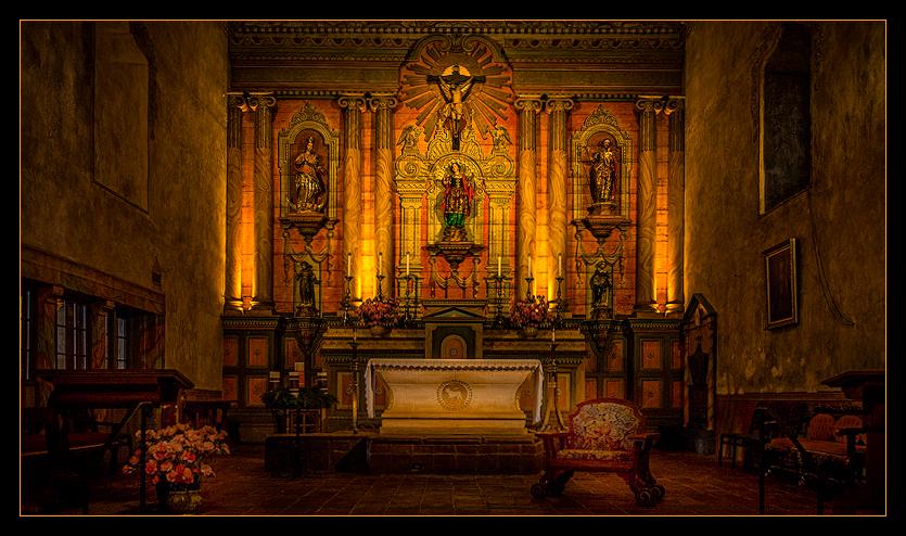 The altar inside "The Queen of California Missions."