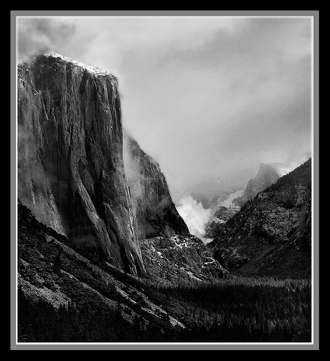 TUNNEL VIEW<br />November 10, 2012Storm clouds and chiaroscuro light on majestic granite icons create an ominous tableau shortly after sunrise.